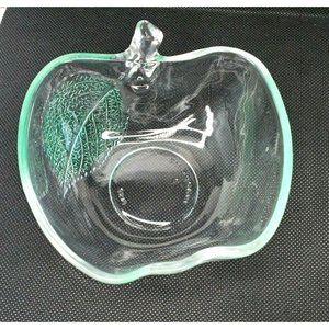 Indonesia KIG Indonesia Apple Shaped Green Leaf Engraved Candy Trinket Dish